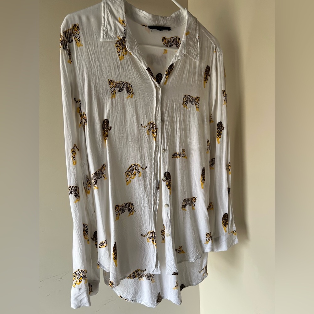 Tiger Button Down Top